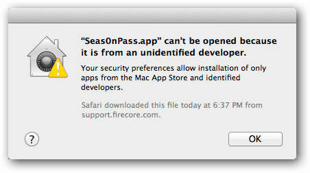 Não é possível abrir o aplicativo
