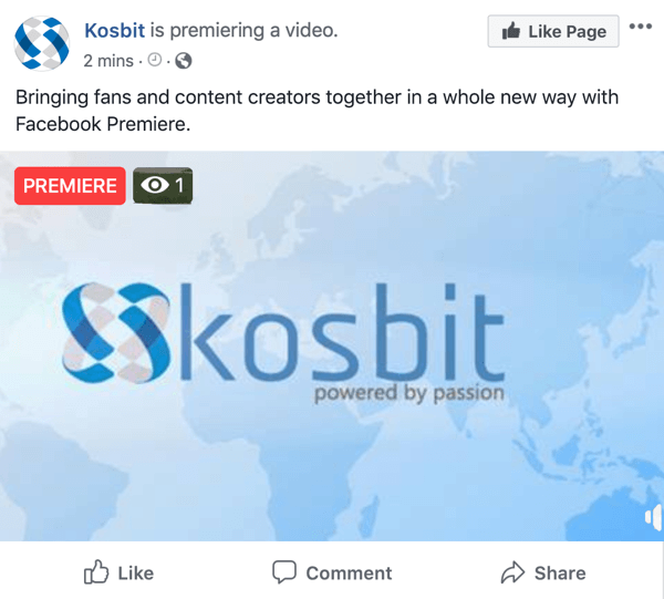 Exemplo de estreia do Facebook por kosbit, estreia de vídeo