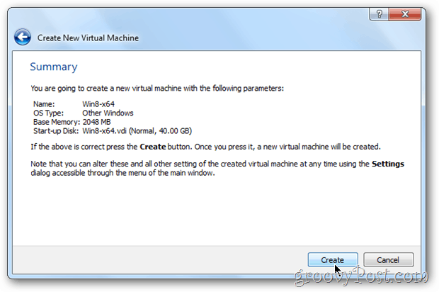 Resumo do VirtualBox Vm windows 8