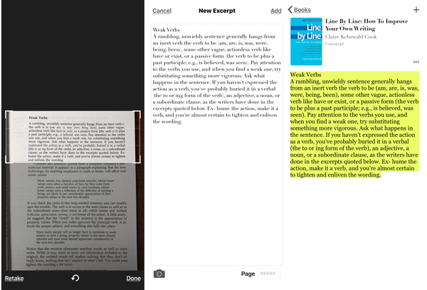 Trecho - O aplicativo Book Highlighter iOS, como fazer uma captura de tela da passagem do livro