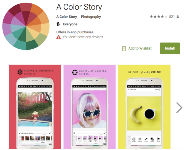 um aplicativo de história de cores