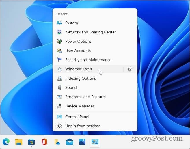 Acessar itens de CPL na barra de tarefas do Windows 11