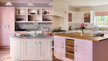 Recomendações modernas de decoração de cozinha rosa