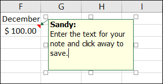 Adicionar uma nota no Excel