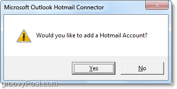 adicione uma conta do hotmail para usar o Outlook na ferramenta de conectores