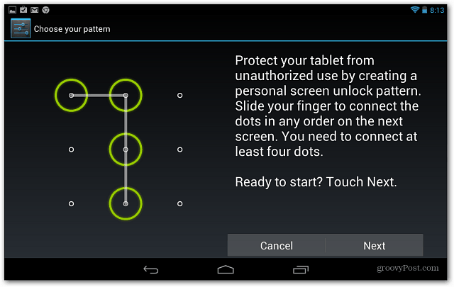 Definir um bloqueio de tela no Google Nexus 7 Tablet