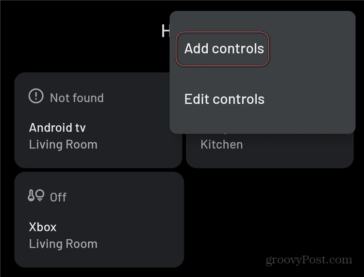 Adicionar controles do Android Smart Home