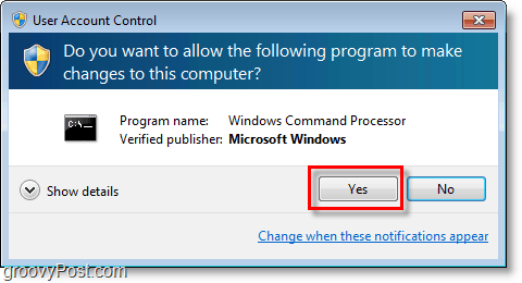 Captura de tela do Windows 7 - vá através do cmd admin uac