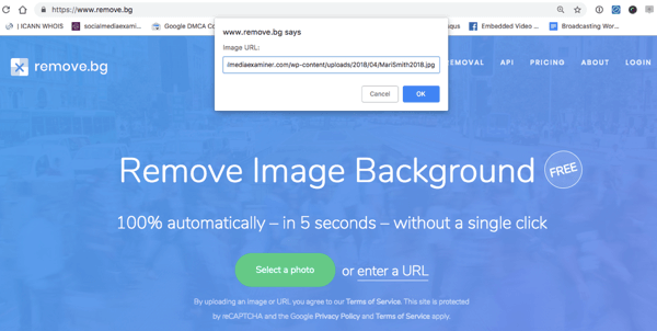 remove.bg usa AI para remover fundos de imagens, automaticamente.