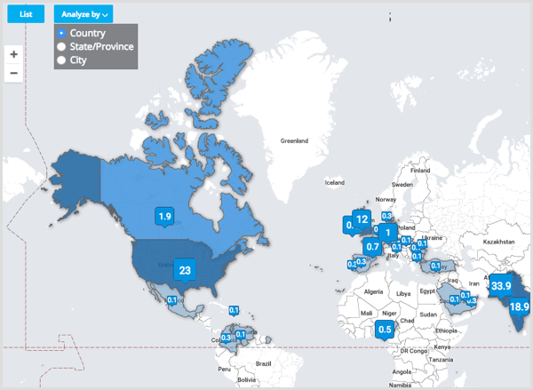 Análise de mapa de tweets por país