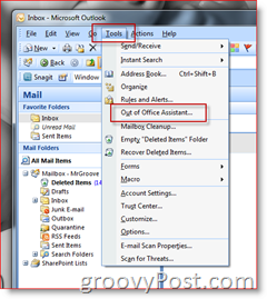 Habilitar Ativar a resposta automática do Assistente de ausência temporária do Microsoft Outlook