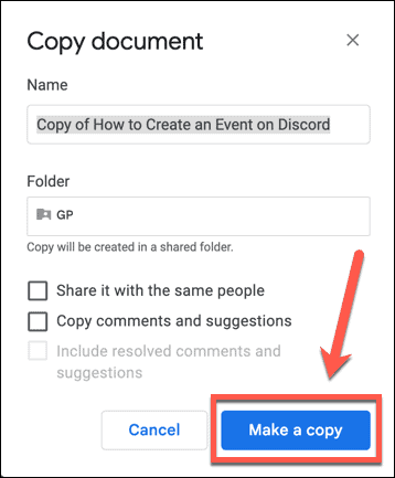 google docs salvar cópia