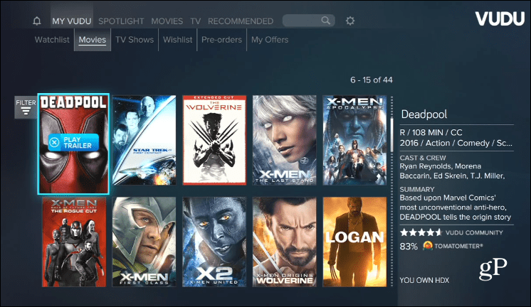 Filmes Vudu Xbox One em qualquer lugar
