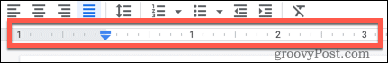 A régua de margem superior do Google Docs