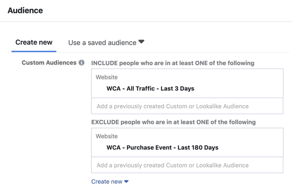 Como criar anúncios de alcance do Facebook, etapa 5, configurações personalizadas de anúncios de público-alvo para o tráfego do site