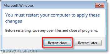 reinicie o computador para concluir a desativação do Internet Explorer 8 no Windows 7