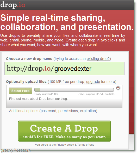 como se inscrever para uma colaboração online gratuita usando o drop.io