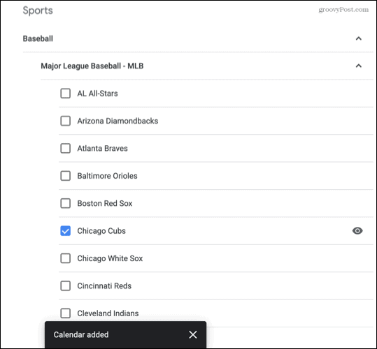 Esportes adicionados ao Google Agenda