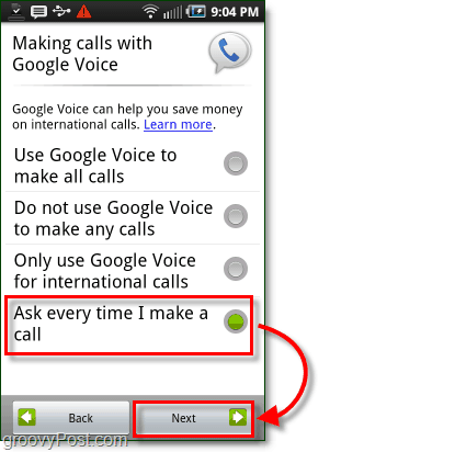 Preferência de uso da configuração móvel do Google Voice no Android