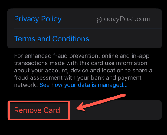 apple pay remover cartão