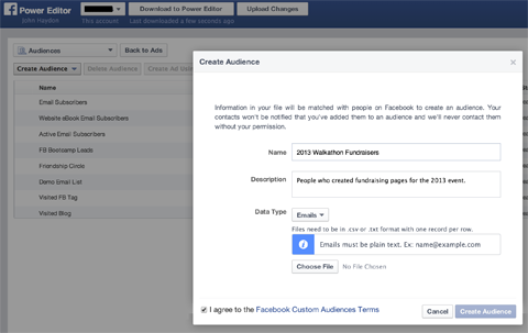 criando um público personalizado no Facebook