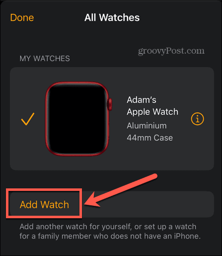 apple watch adicionar relógio