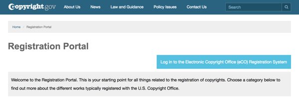 Use o portal de registro em Copyright.gov para guiá-lo durante o processo.