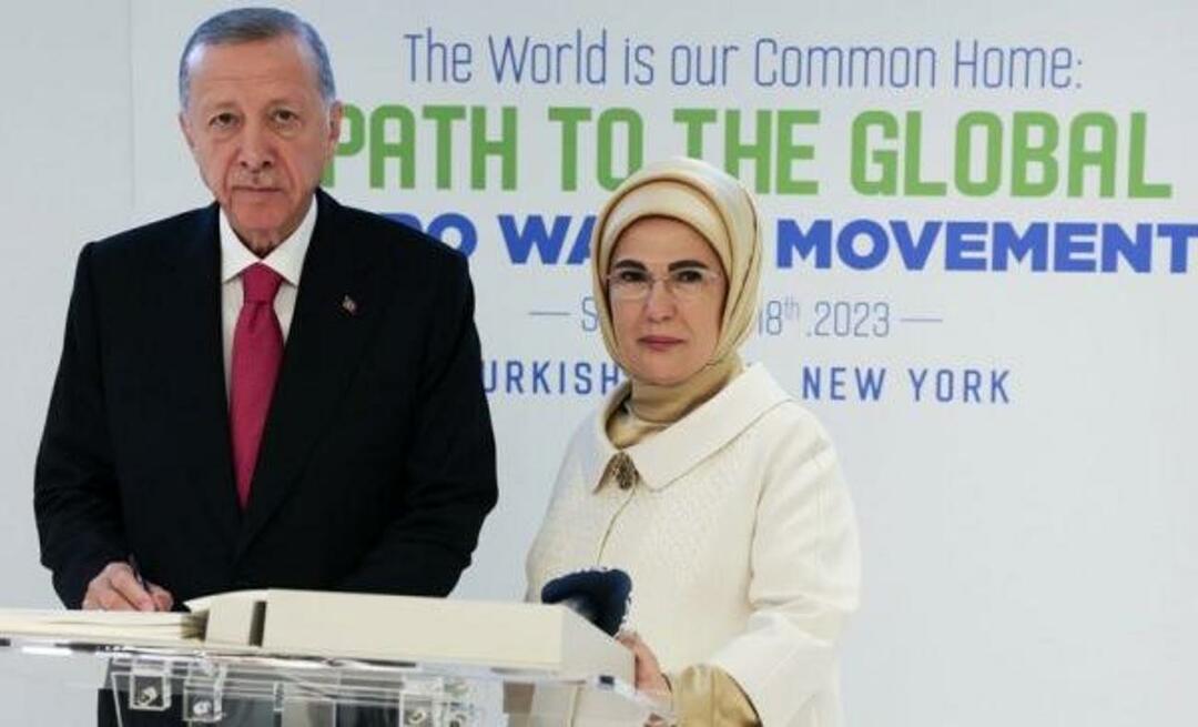 Um gesto do Presidente Erdoğan, que foi o primeiro a assinar a "Declaração de Boa Vontade com Resíduos Zero", à sua esposa Emine Erdoğan!