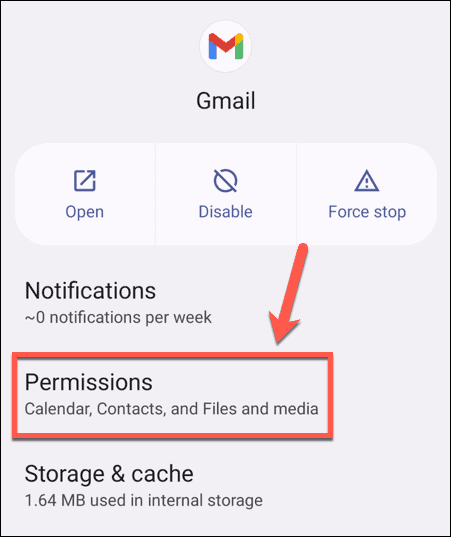 permissões do gmail android