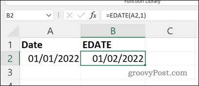 O resultado de uma fórmula EDATE no Excel