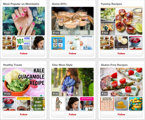 exemplos de imagens do painel pinterest