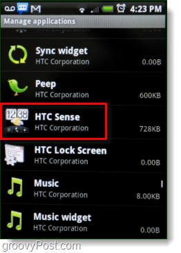 abrir configurações de sensor htc