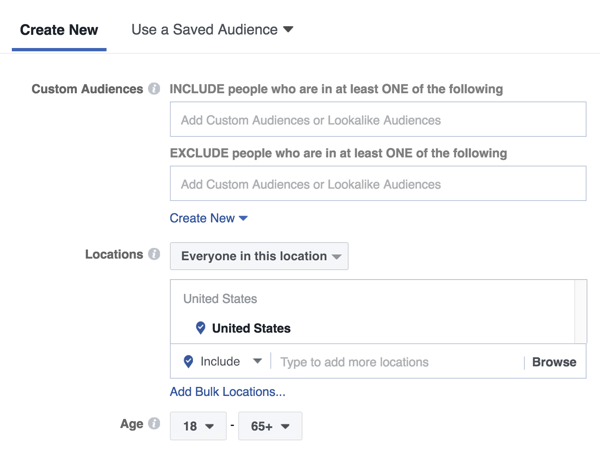 Com um anúncio na tela inicial do Facebook Messenger, você pode atingir um novo público ou um público previamente salvo ou semelhante.