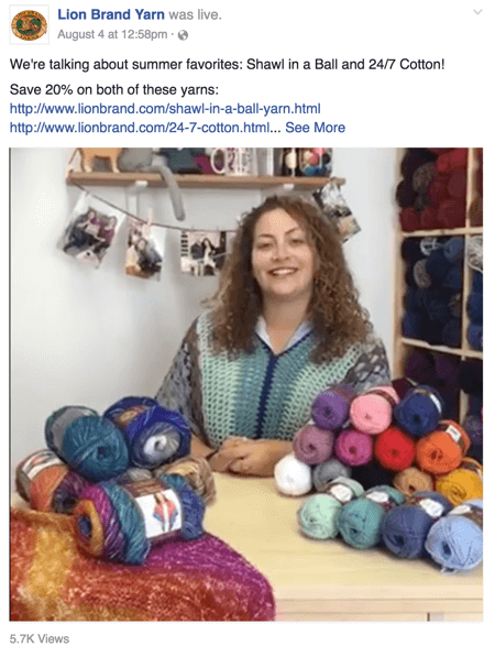 lion brand yarn facebook live