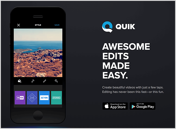 Quick for mobile cria automaticamente vídeos para histórias.