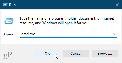 Abra a janela do prompt de comando no Windows 10