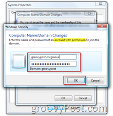 Windows 7 ou Vista Ingressar em um domínio do Active Directory AD
