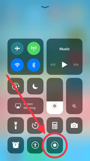 Toque no ícone de gravação de tela para iniciar a gravação em seu dispositivo iOS.