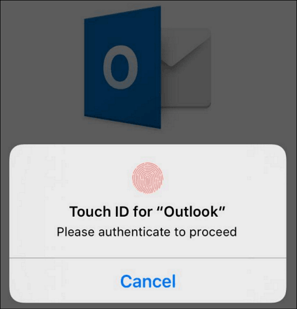 IPhone do Outlook da identificação do toque