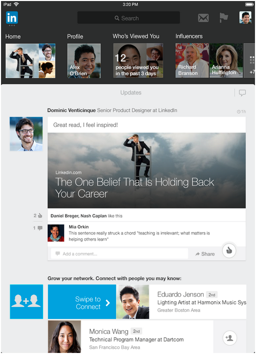 LinkedIn reinventa aplicativo para ipad