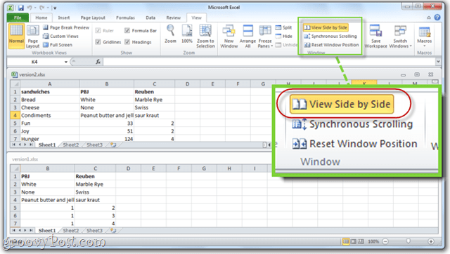 Excel 2010 ver lado a lado