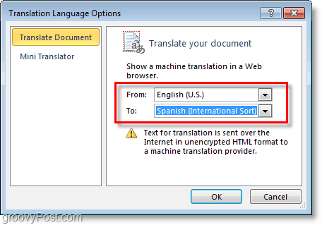 selecione um idioma para o Microsoft Word traduzir para