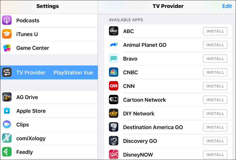Aplicativos disponíveis para provedor de TV para iOS