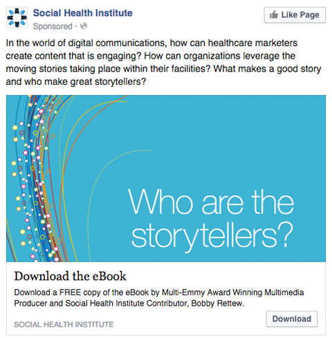 anúncio do Facebook do instituto social de saúde