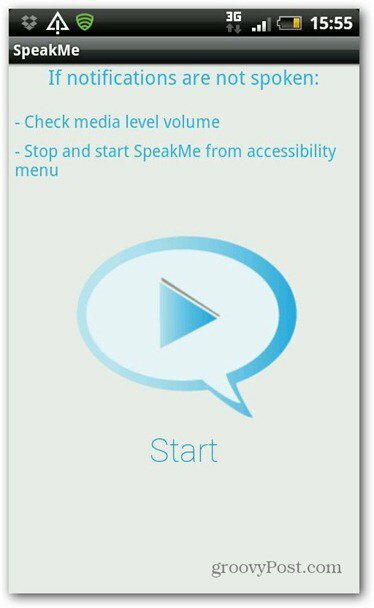 SpeakMe para Android Iniciar
