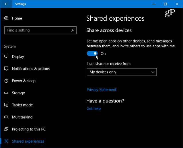 Como habilitar e usar experiências compartilhadas no Windows 10