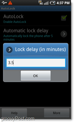 personalizar o temporizador de bloqueio de padrão do android