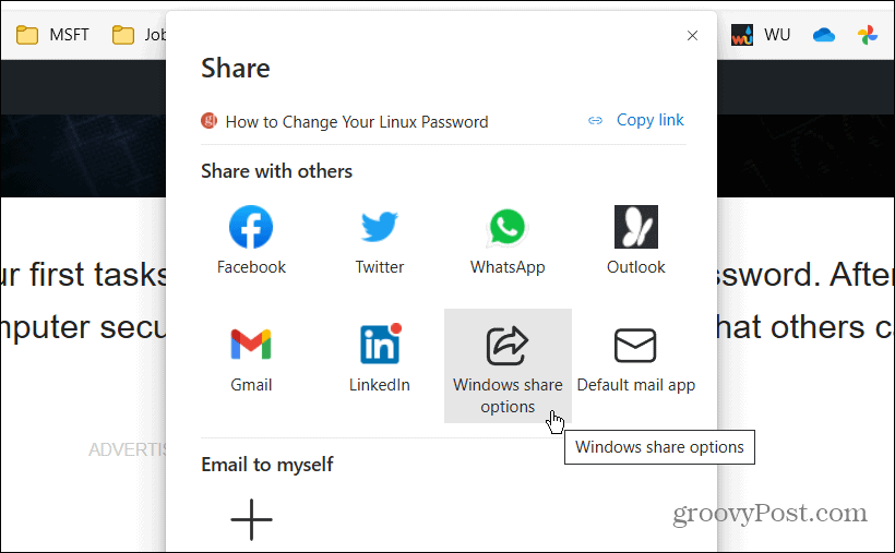 Opção de Compartilhamento do Windows Compartilhamento Próximo