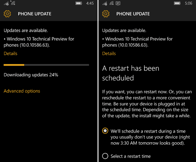 Lançamento do Windows 10 Mobile Build 10586.63 agora para iniciados (atualizado)