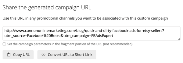 O URL Builder do Google gera um link especial que você pode compartilhar.